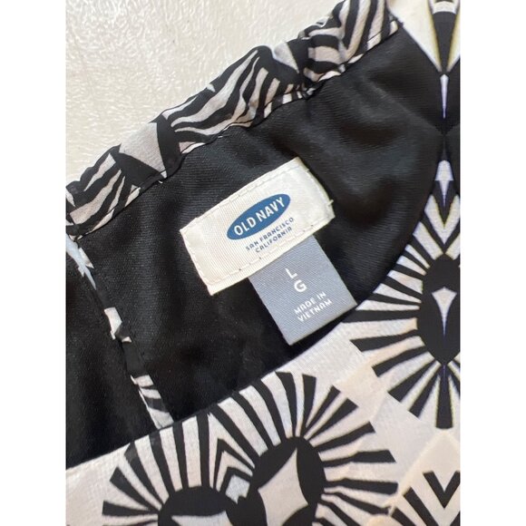 Old Navy Halter Maxi Dress Geometric Black White Pink Print Large - Picture 3 of 7